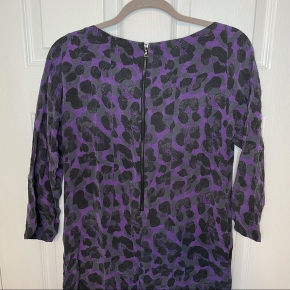 Tucker 100% Silk Purple Leopard Print Dress Medium - Picture 4 of 8